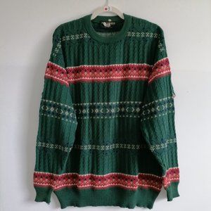 Kellerman Men's Green Sweater With Red Stripe Size See Measuremetns